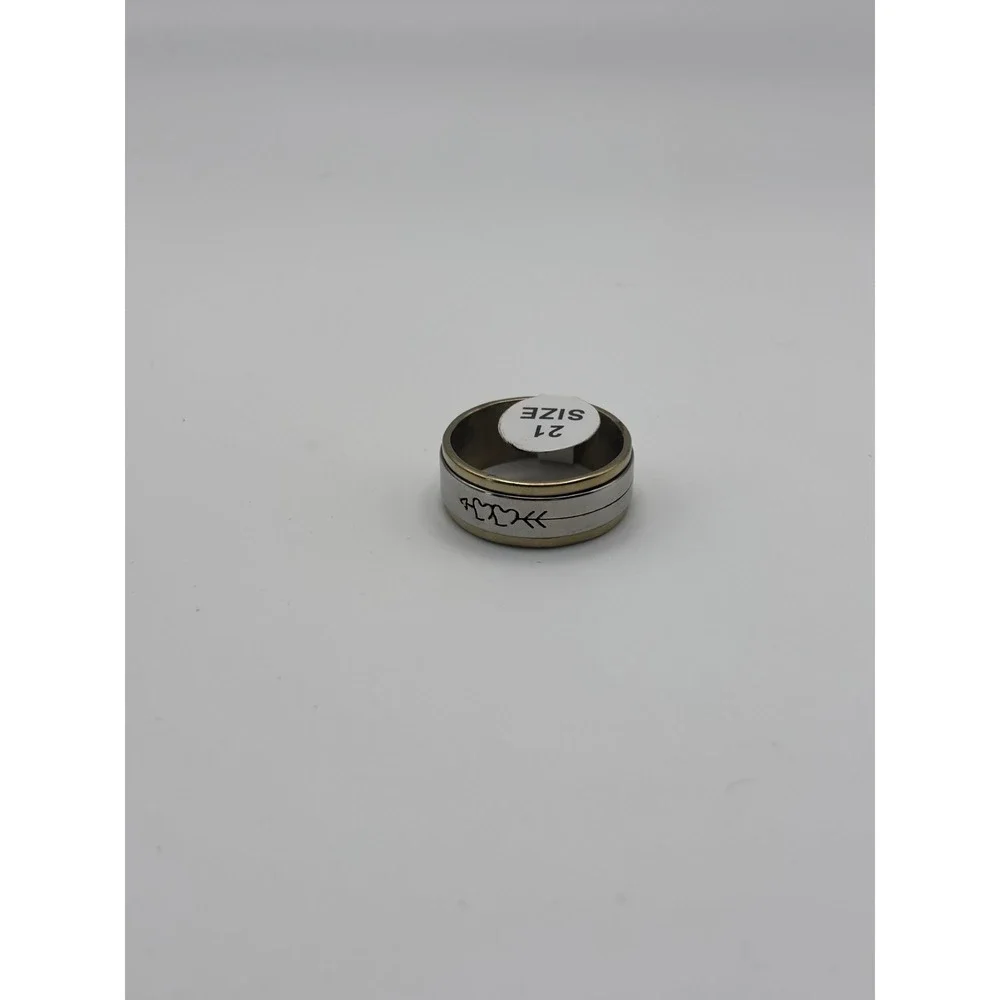 Arrow Heart Spinner Band Ring Unisex Size 11‎ Silver Gold Two Tone